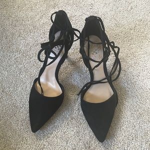 Vince Camuto Black Ankle Tie Heels